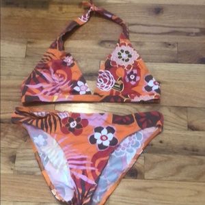 Orange floral print bikini